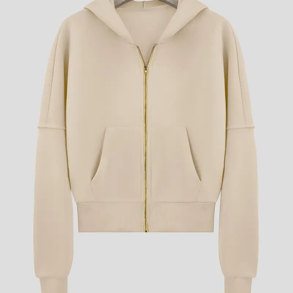 Women's Cream Zip-Up Hoodie
